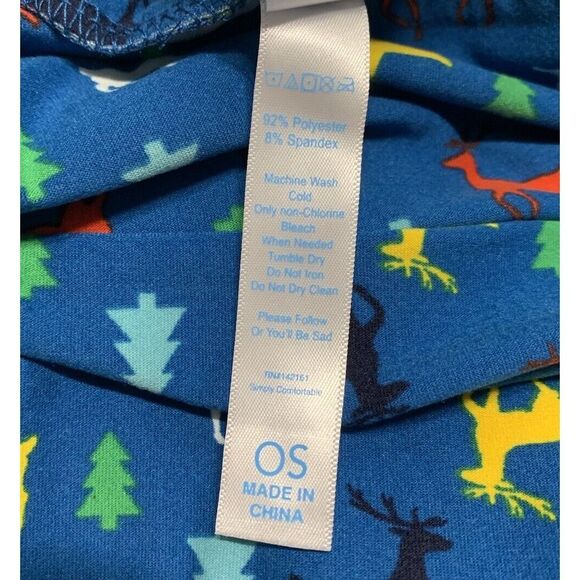 LuLaRoe Womens‎ Leggings Size OS One Blue Reindeer Dream Christmas Holiday NWT - Picture 4 of 4